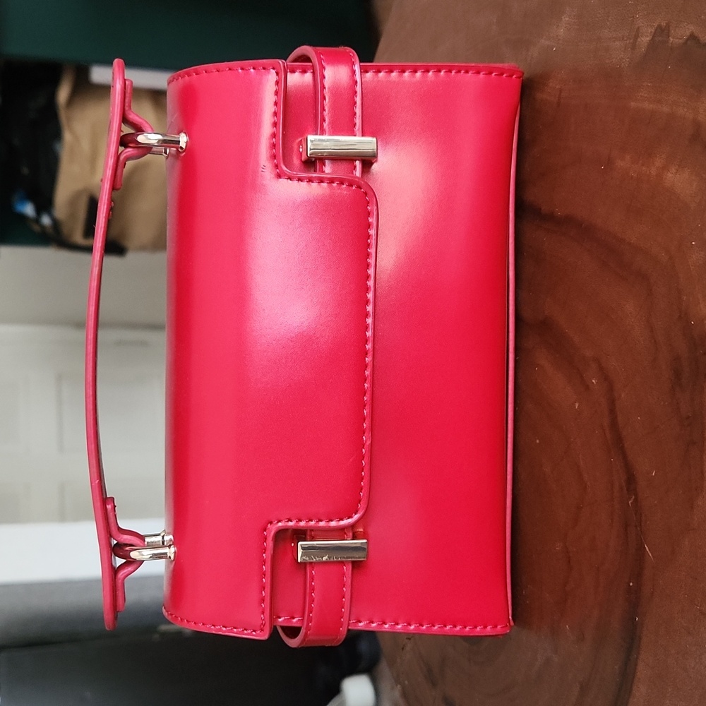 Red Clutch Handbag with Strap